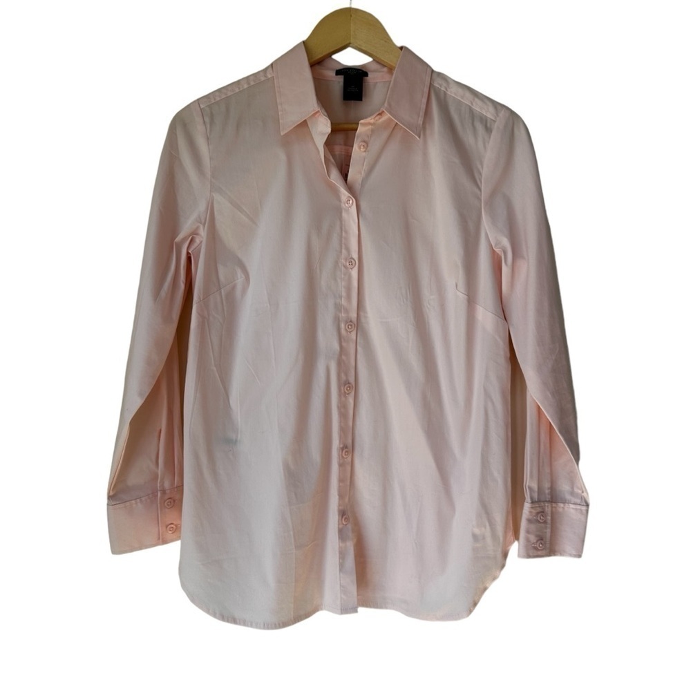 Ann Taylor Essential Shirt, Light Pink, Button-front Blouse, 8P